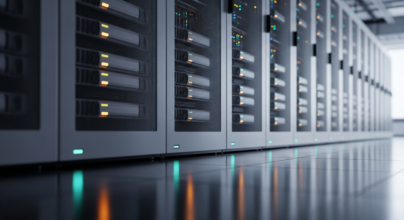 Enterprise all-flash data storage server racks in a modern data center